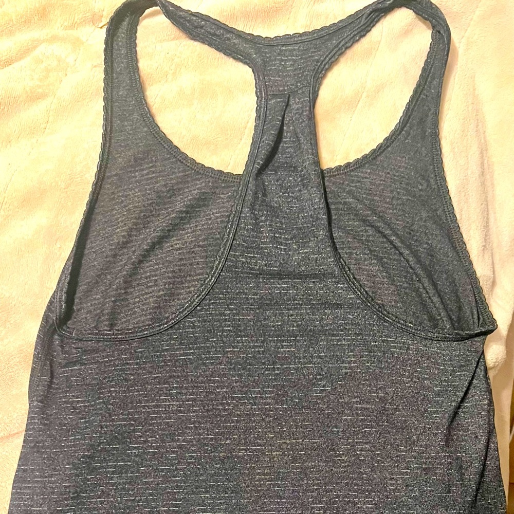 Lululemon gray tank top with white thin strips. UEC.